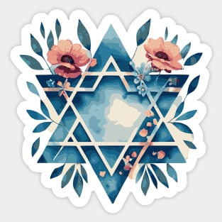 Israeli flag watercolor with flowers Sticker